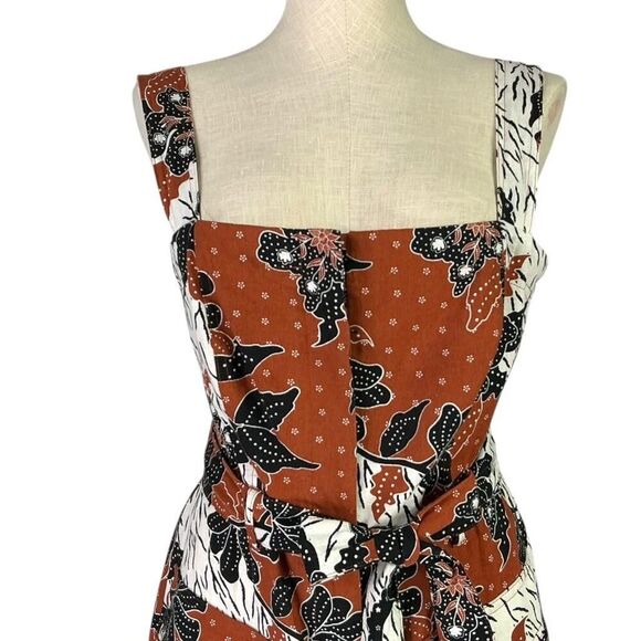 House of Harlow 1960 Romper Shorts Women 10 Brown Floral Pockets Sleeveless Boho - Picture 2 of 9
